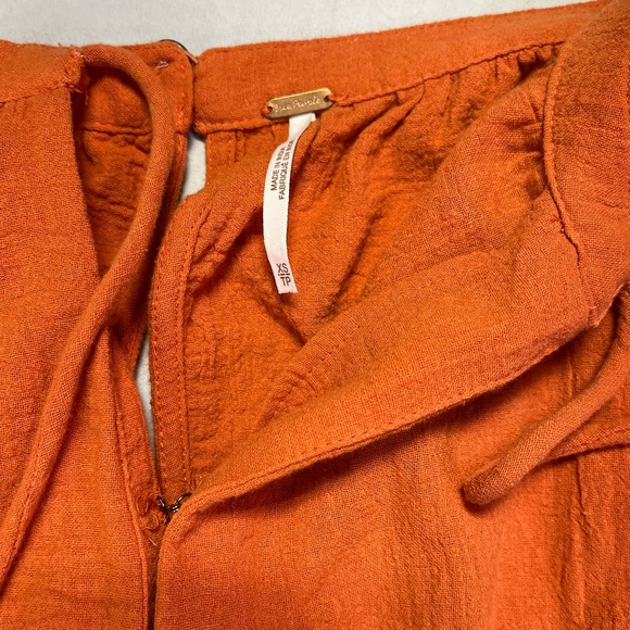 Free People The Only One Long Sleeve Ruched Mini Dress Ochre Rust Orange - XS - Picture 3 of 4